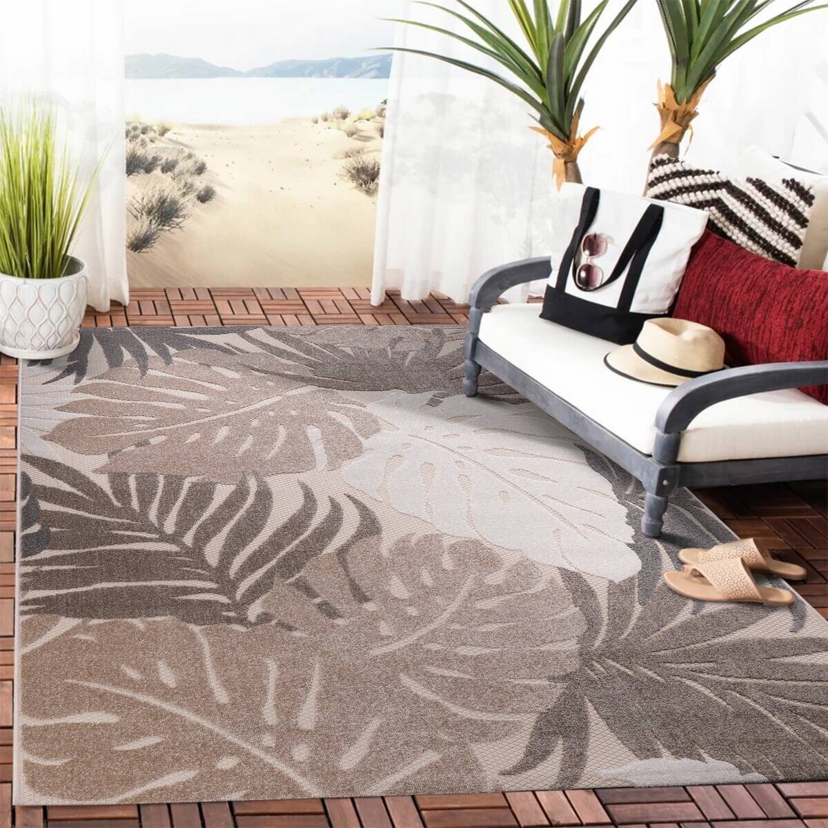 Sanat Outdoorteppich FLORAL beige B/L: ca. 140x200 cm