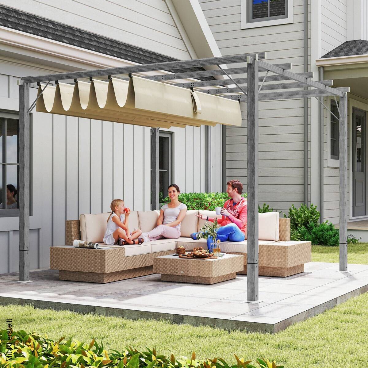 Outsunny Pergola grau Aluminium B/H/L: ca. 296x232x299 cm