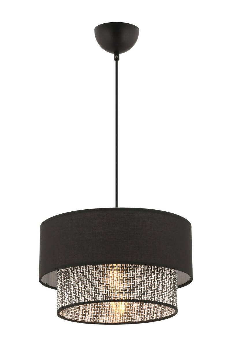 Opviq Pendelleuchte Echo grau schwarz Baumwolle B/H/T/L/D: ca. 30x65x30x30x30 cm E27 1 Brennstellen