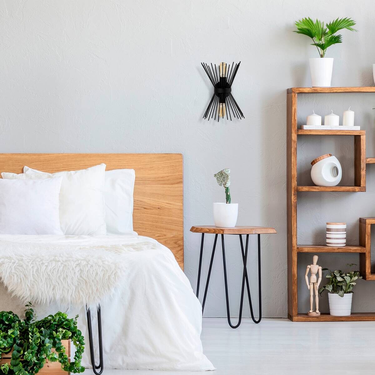 Opviq Wandleuchte Kirpi schwarz Metall B/H/T/L/D: ca. 16x33x16x23x12 cm E27 2 Brennstellen