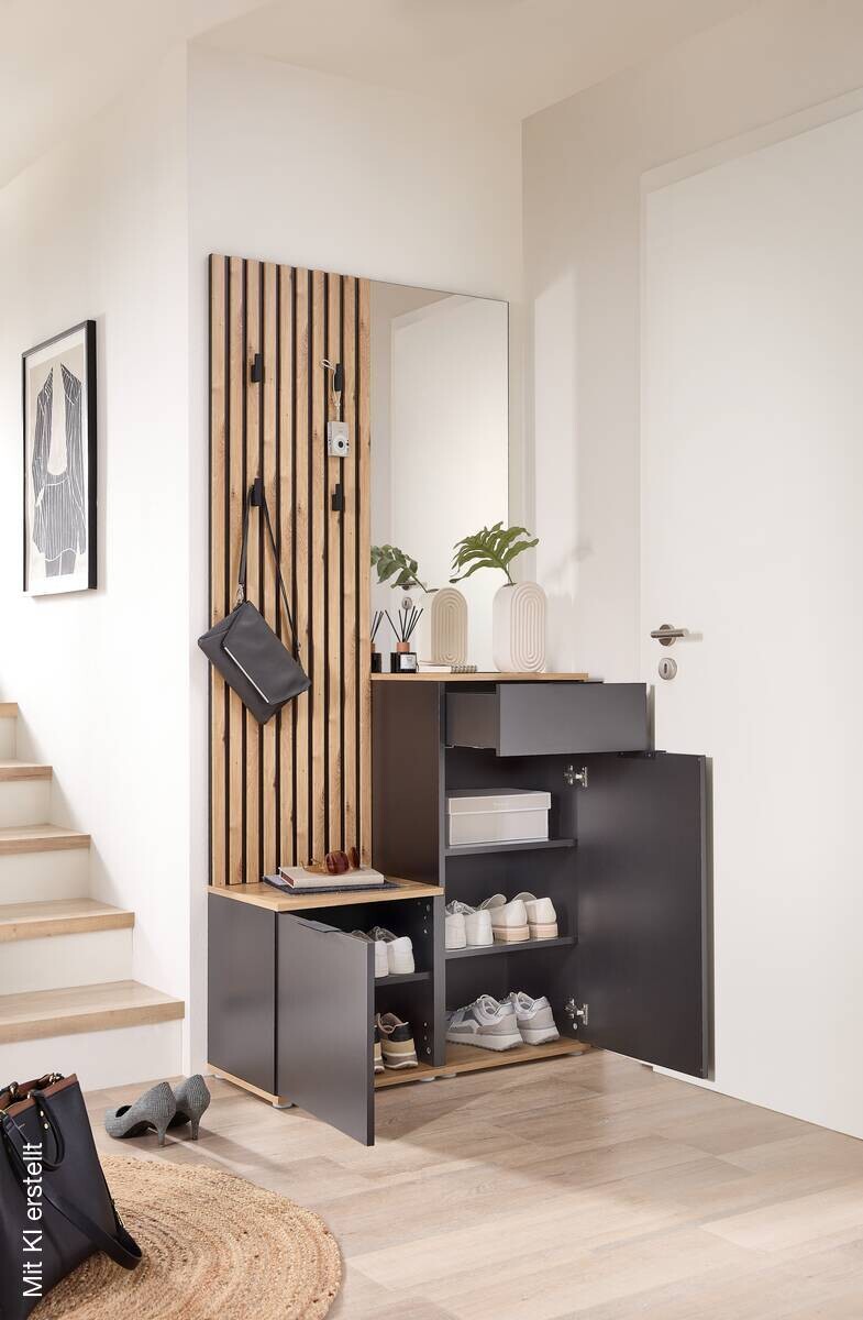 Garderobe Simple anthrazit Eiche Artisan Nachbildung B/H/T: ca. 88x195x35 cm