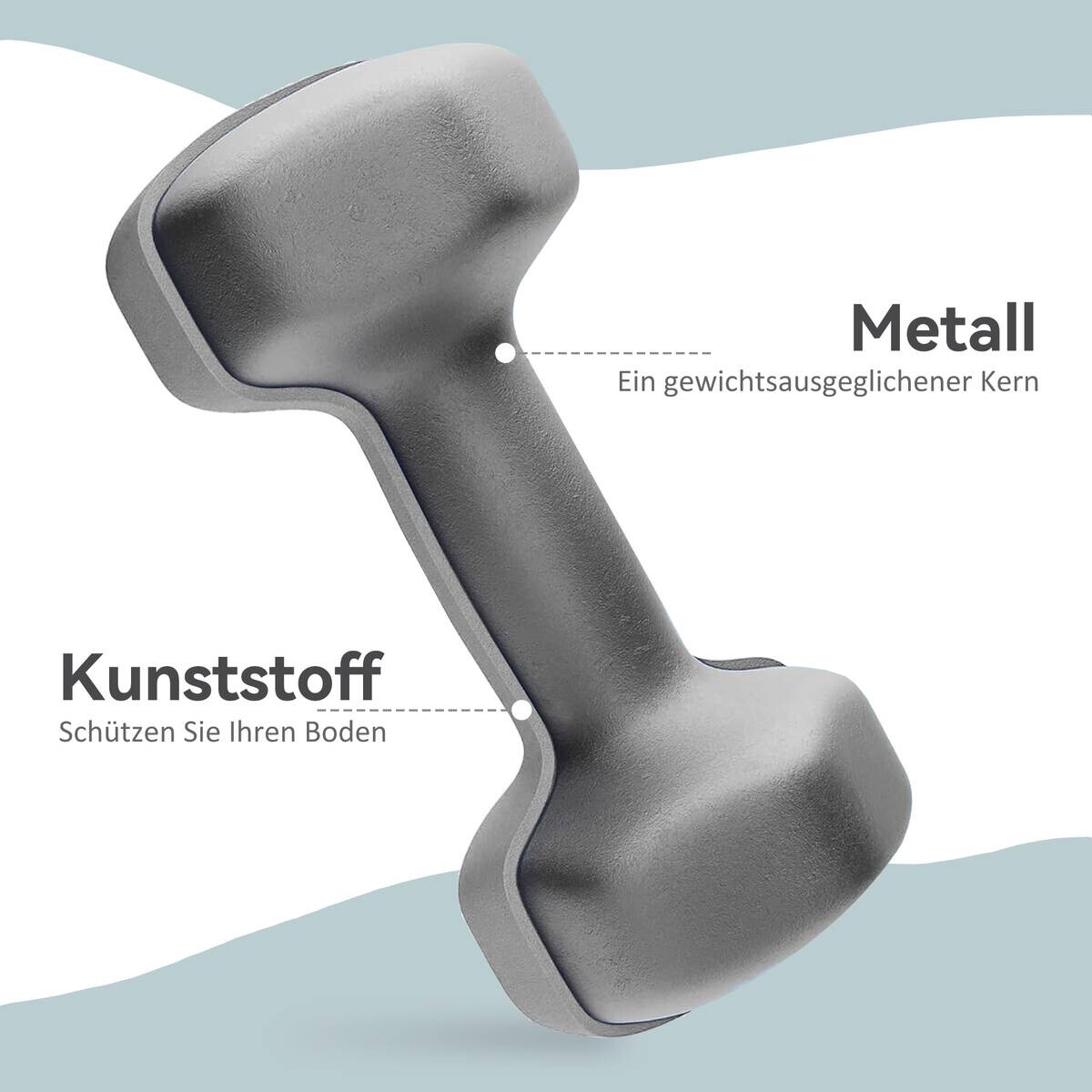 SPORTNOW Kurzhantel grau Kunststoff B/H/L: ca. 10x10x22 cm