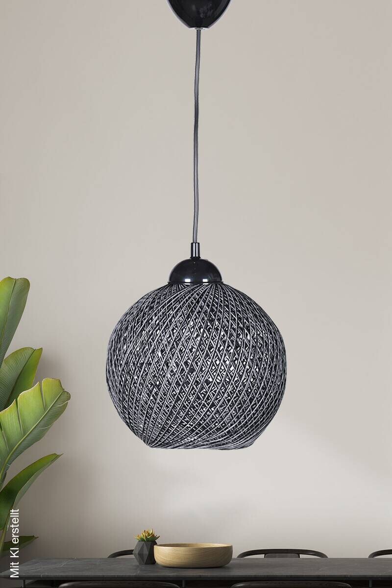 Opviq Pendelleuchte grau schwarz Baumwolle B/H/T/L/D: ca. 22x54x22x22x22 cm E27 1 Brennstellen