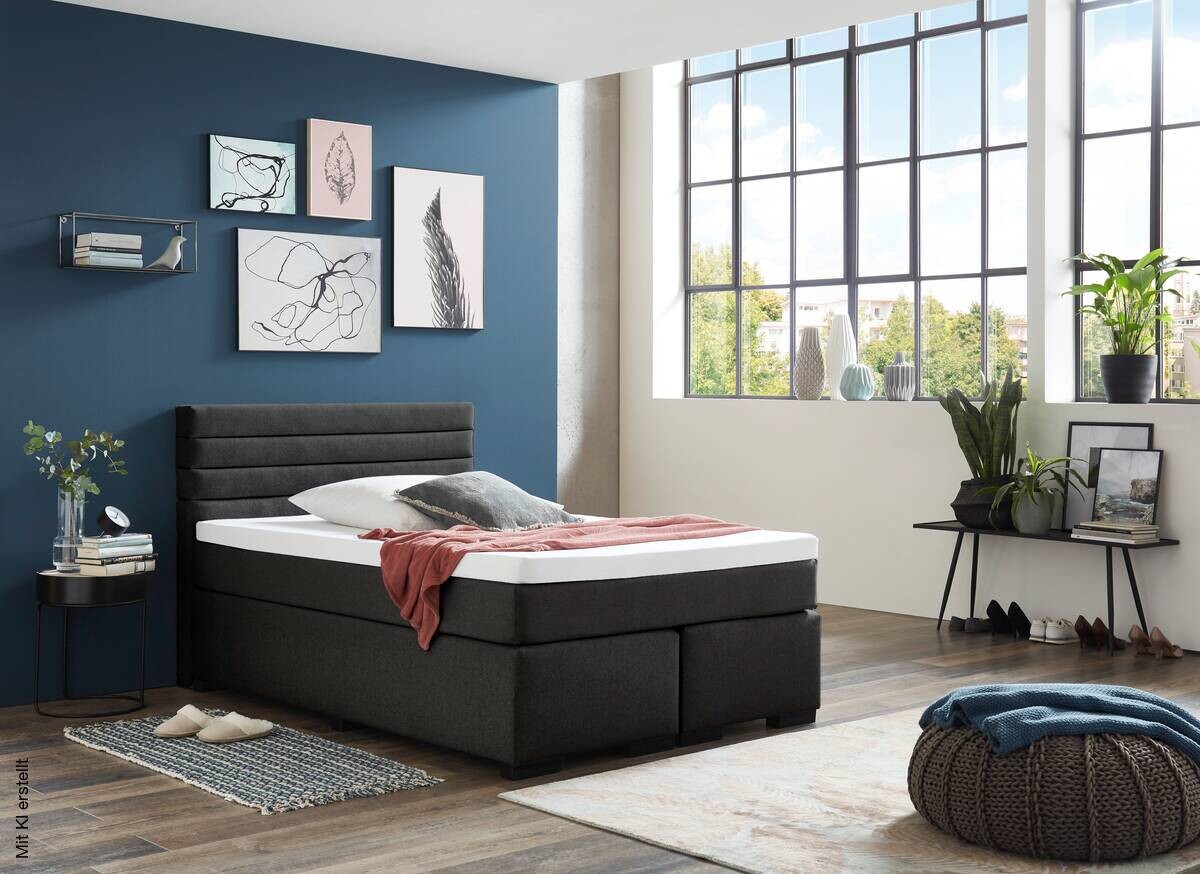 Boxspringbett Kokomo anthrazit Liegefläche B/L: ca. 140x200 cm