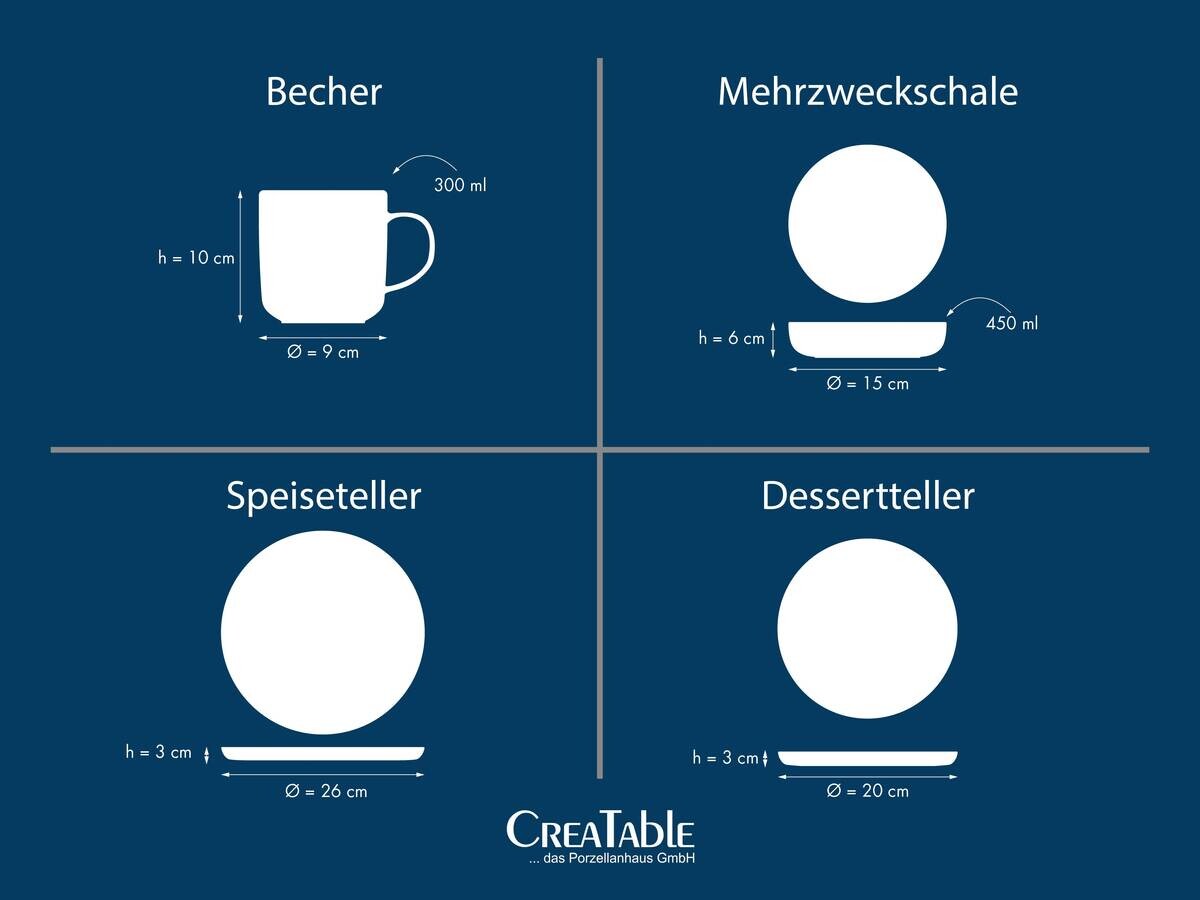 CreaTable Kombiservice Nordic Gourmet schwarz Steinzeug 16 tlg.