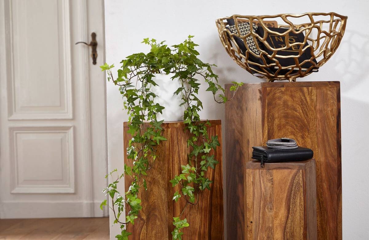 Beistelltisch 3er-Set. natur Echtholz