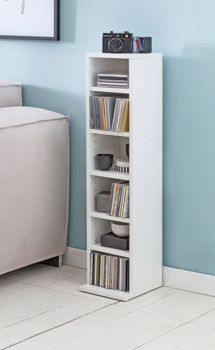 CD Regal weiß B/H/T: ca. 21x90x20 cm