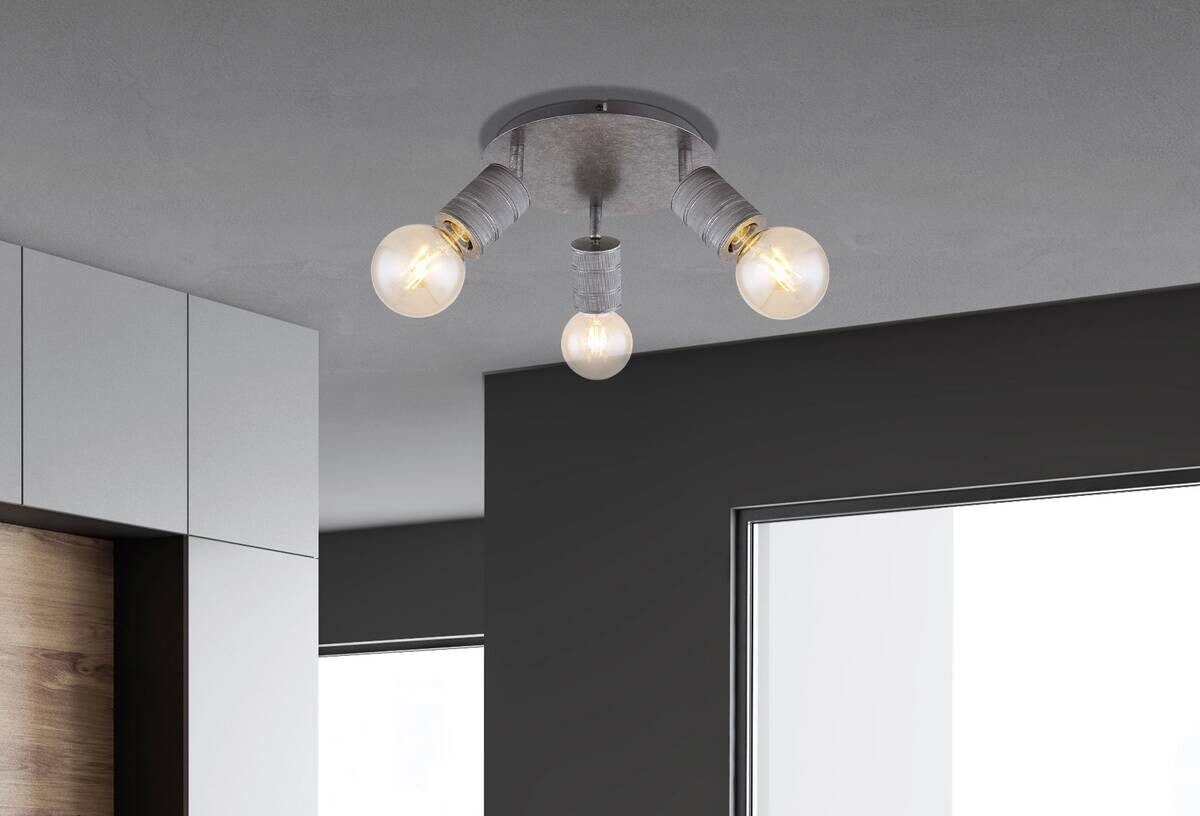 GLOBO Spot silber Metall H/D: ca. 16x28 cm E27 3 Brennstellen