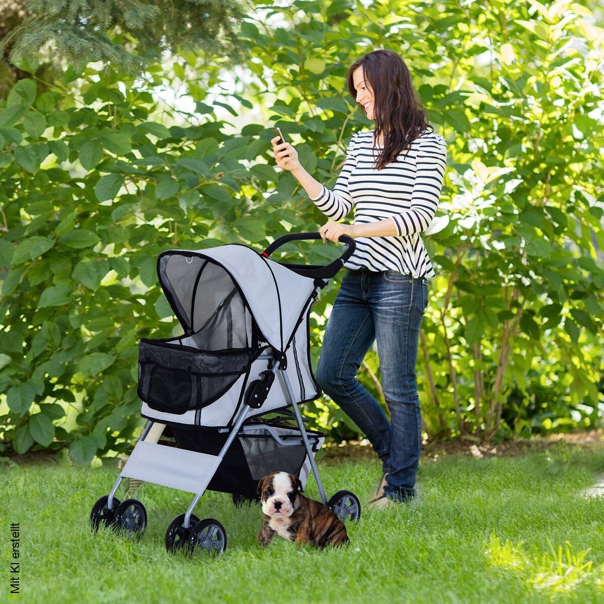 PawHut Hundewagen grau Polyester-Mischgewebe B/H/L: ca. 36x52x55 cm