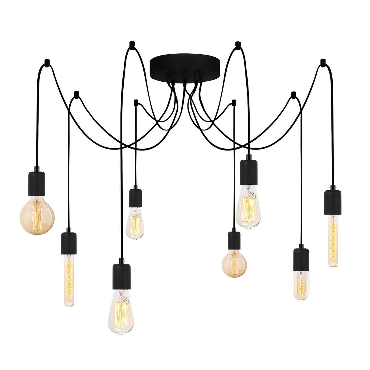 Opviq Pendelleuchte Kabluni schwarz Metall B/H/T/L/D: ca. 156x102x156x156x156 cm E27 8 Brennstellen