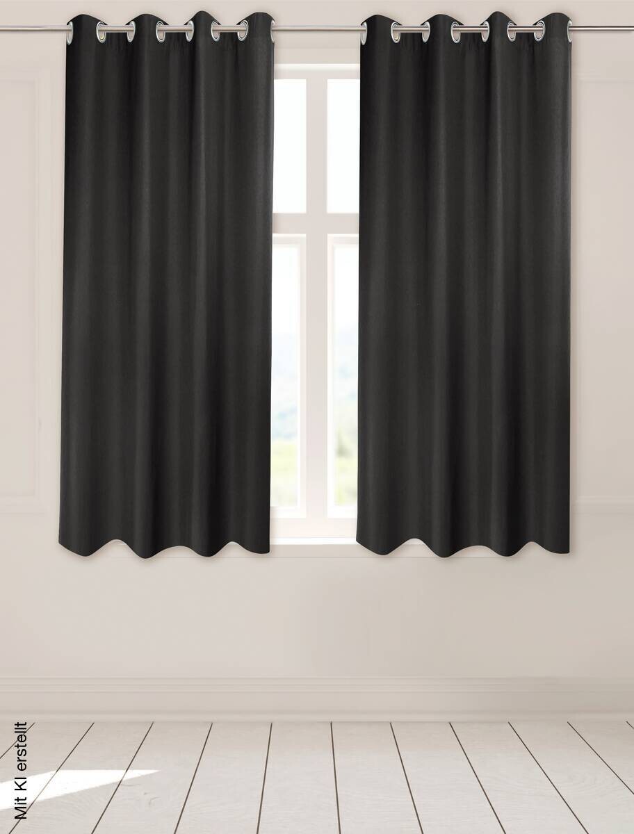 POCOline Ösenvorhang Sorrento schwarz 100% Polyester B/L: ca. 140x175 cm