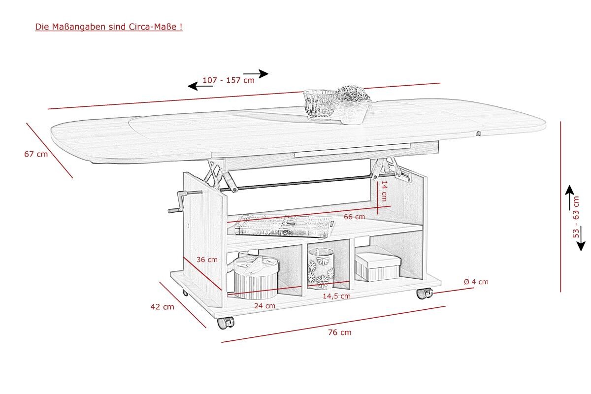 Hela Couchtisch Babsi III buche B/H/T: ca. 107x53x67 cm