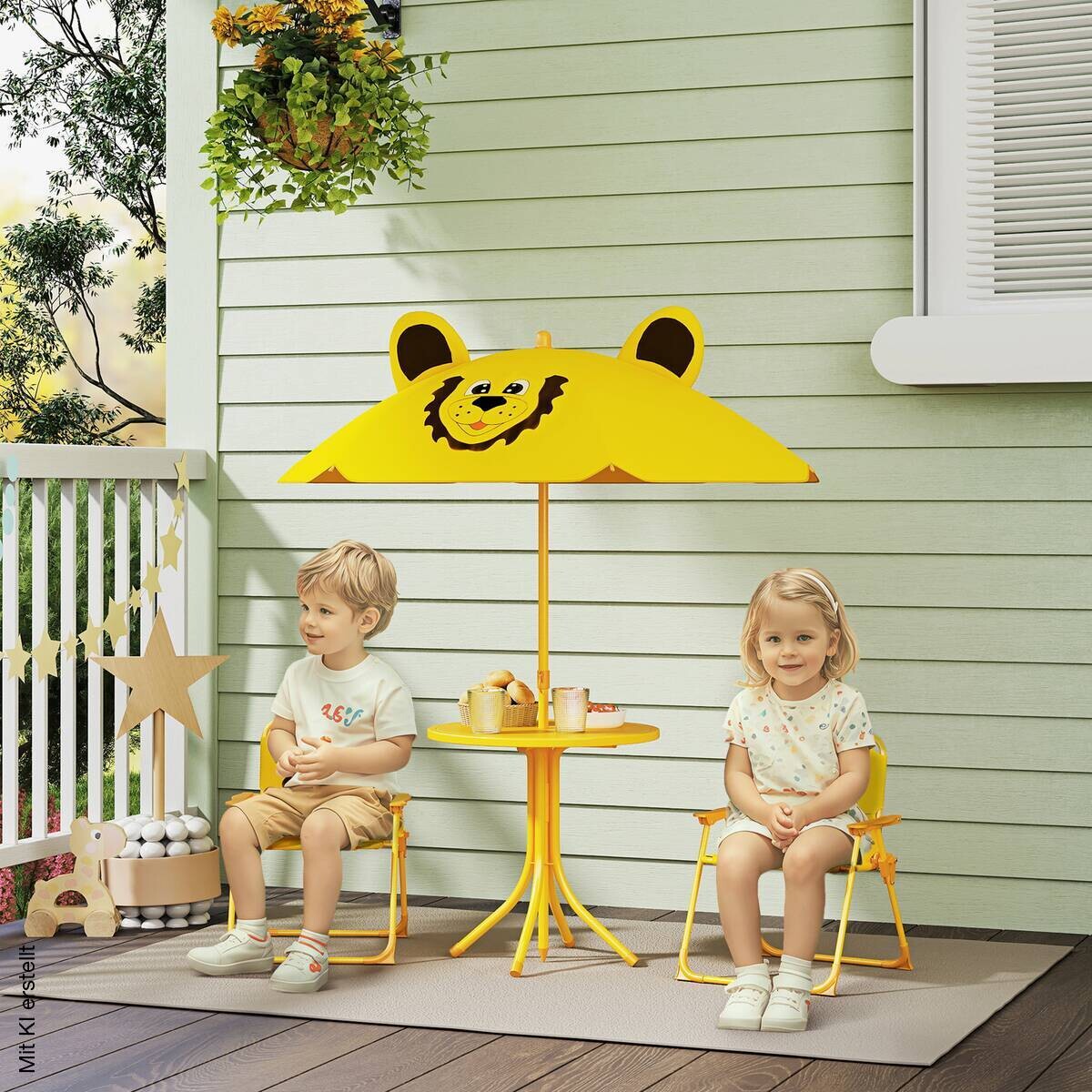 AIYAPLAY Garten-Kindersitzgruppe gelb Polyester B/H/L: ca. 49,5x50x49,5 cm