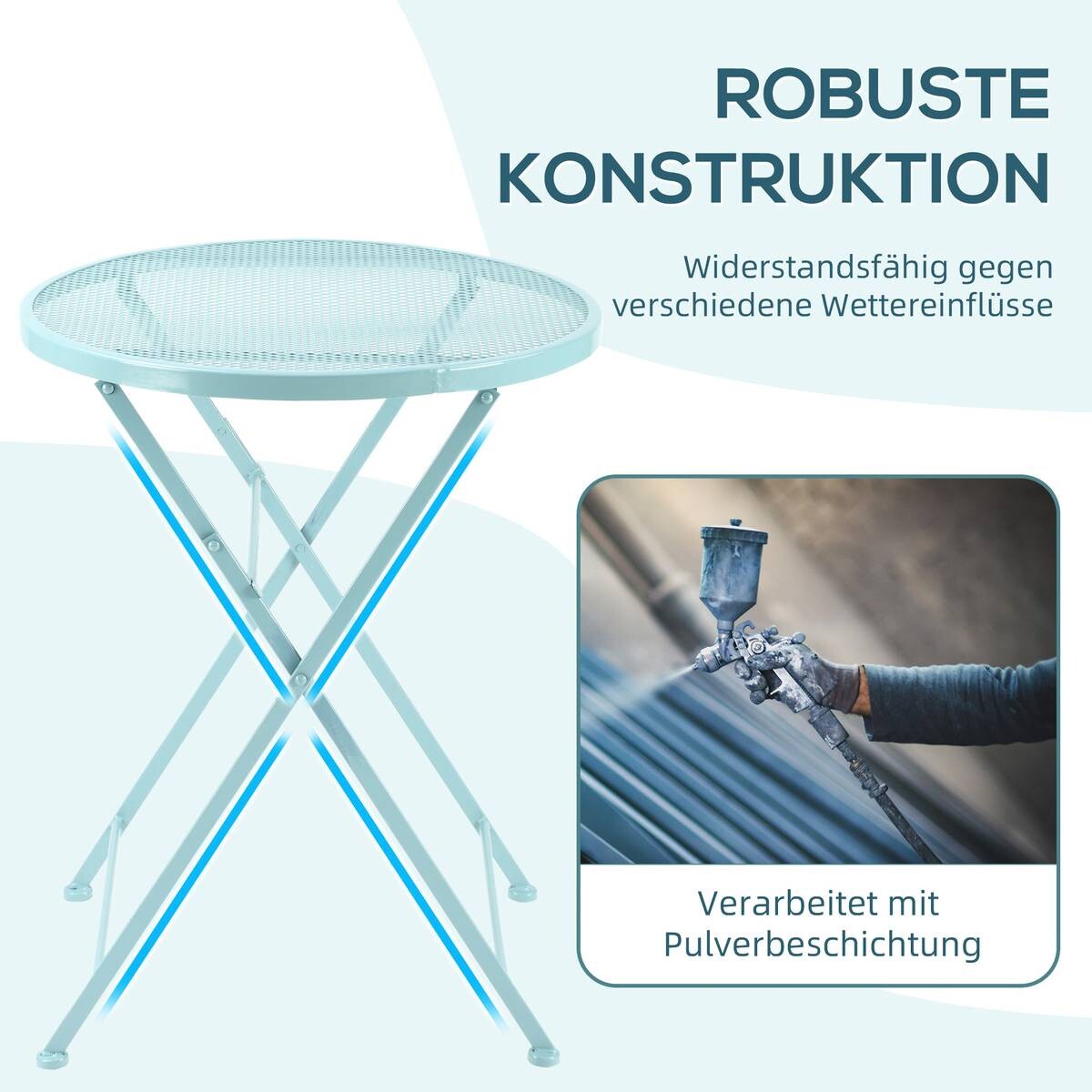 Outsunny Balkonset hellblau Metall H/D: ca. 70x56 cm