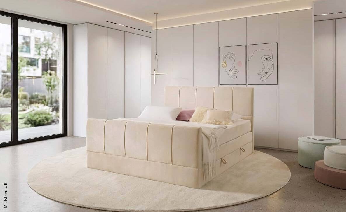 Boxspringbett Harmony creme Liegefläche B/L: ca. 160x200 cm