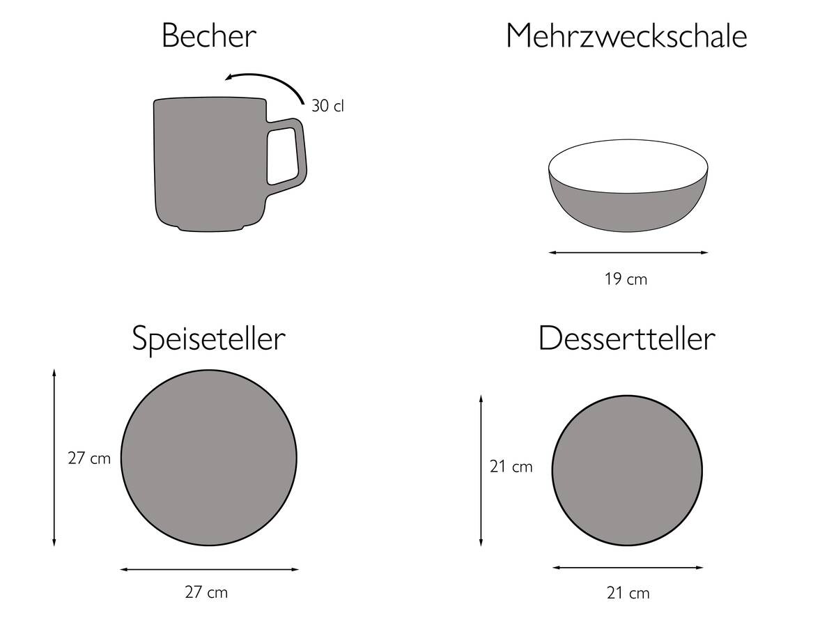 CreaTable Kombiservice Jawa grün Steinzeug 16 tlg.