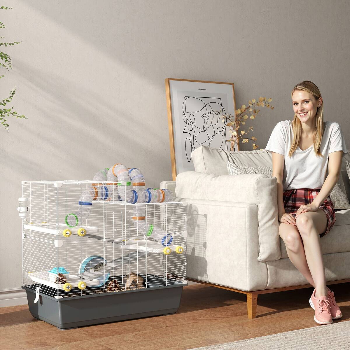 PawHut Hamsterkäfig grau Metall B/H/L: ca. 45x73x78 cm