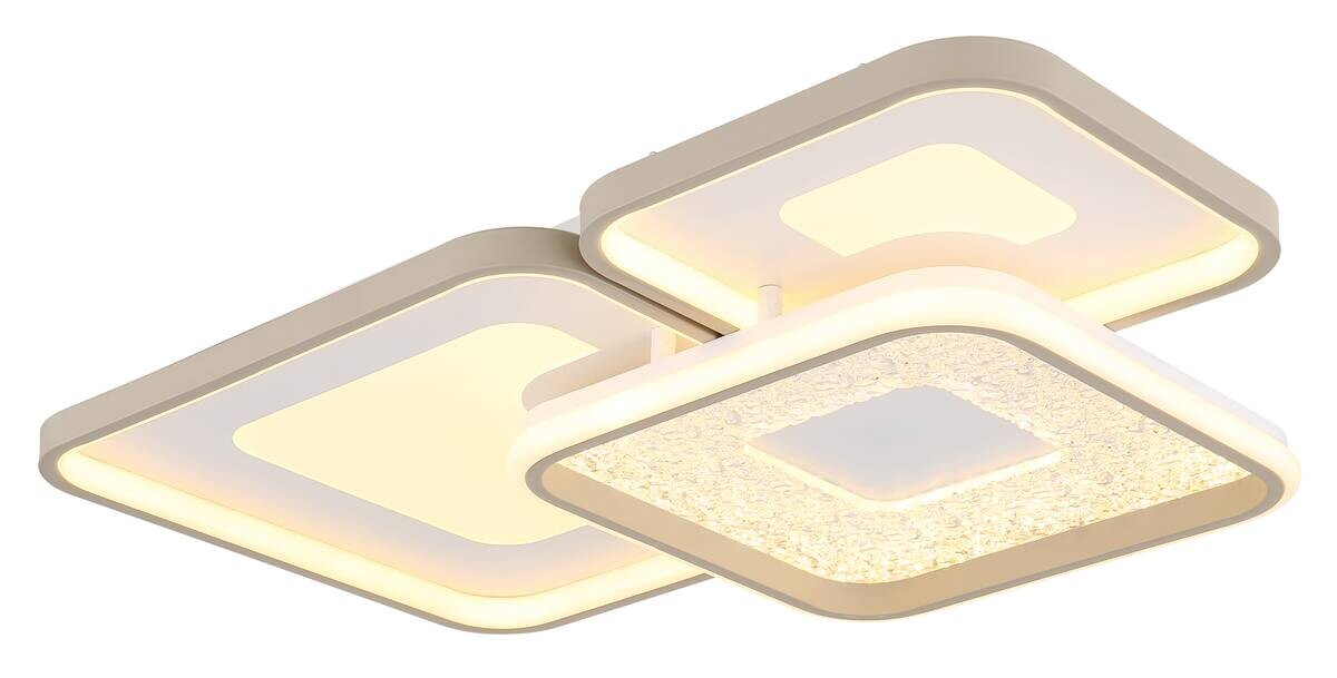 GLOBO LED-Deckenleuchte sand weiß Opal Metall Kunststoff B/H/L: ca. 45,5x10x65 cm 1 Brennstellen