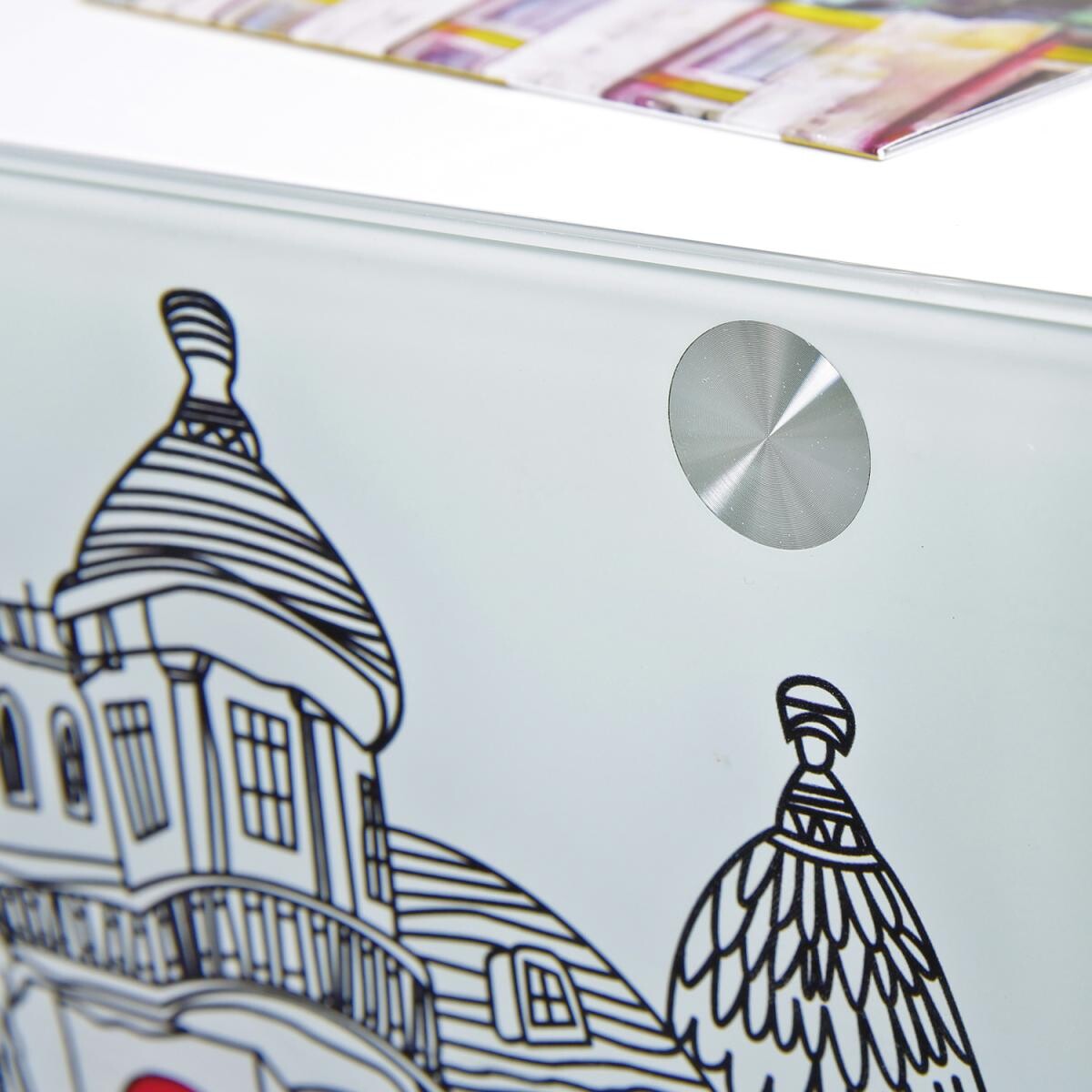 Beistelltisch Logo weiß MDF Glas B/H/T: ca. 38x46x33,5 cm