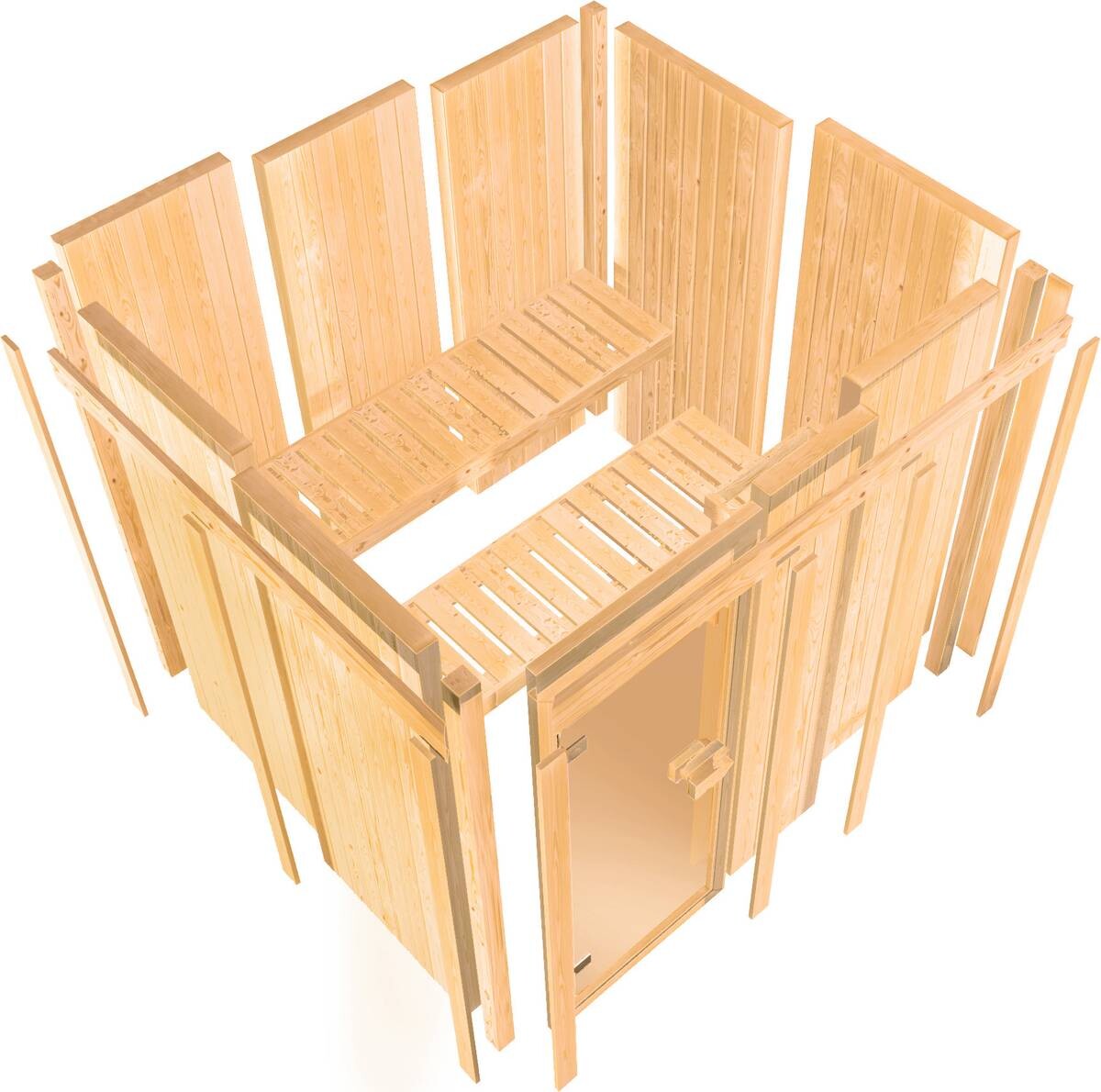 Karibu Sauna Ano Front natur B/H/T: ca. 196x198x196 cm