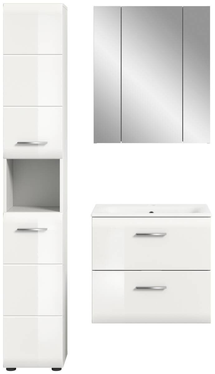Badezimmer-Set Ice weiß weiß Hochglanz B/H/T: ca. 105x185x46 cm
