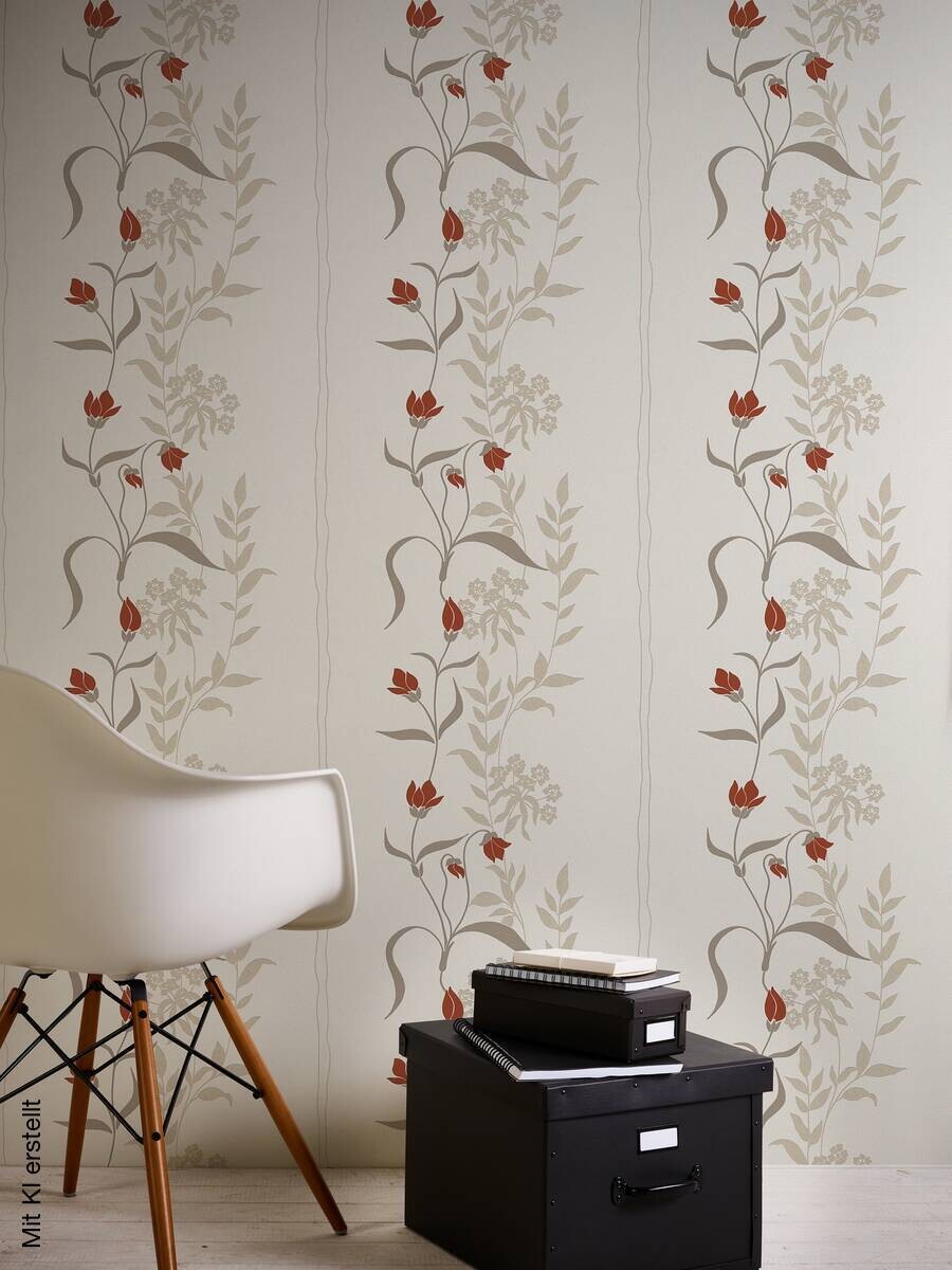 Livingwalls Vliestapete Best of Vlies Floral creme B/L: ca. 53x1005 cm