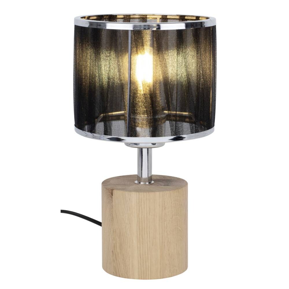 SPOT Light Tischleuchte Margo Eiche schwarz Chrom Eiche Textil Metall H/D: ca. 27x15 cm E14 1 Brennstellen