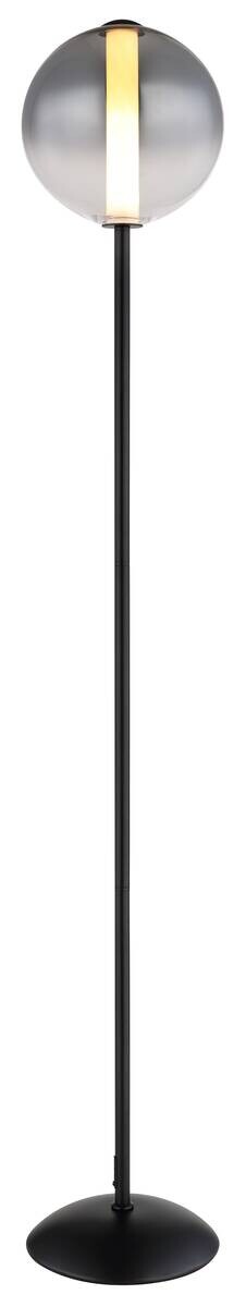 GLOBO Stehlampe mattschwarz Opal Rauch Glas Metall H/D: ca. 152x25 cm 1 Brennstellen
