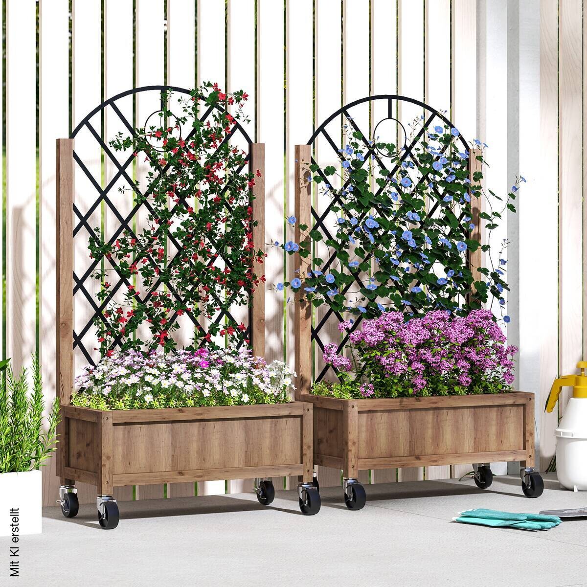 Outsunny Hochbeet 2er Set braun Holz B/H/L: ca. 25x97x52 cm