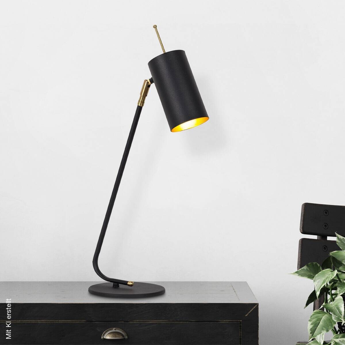 Opviq Tischleuchte Sivani - MR-611 schwarz gold Eisen B/H/T/L: ca. 8x55x26x8 cm E27 1 Brennstellen