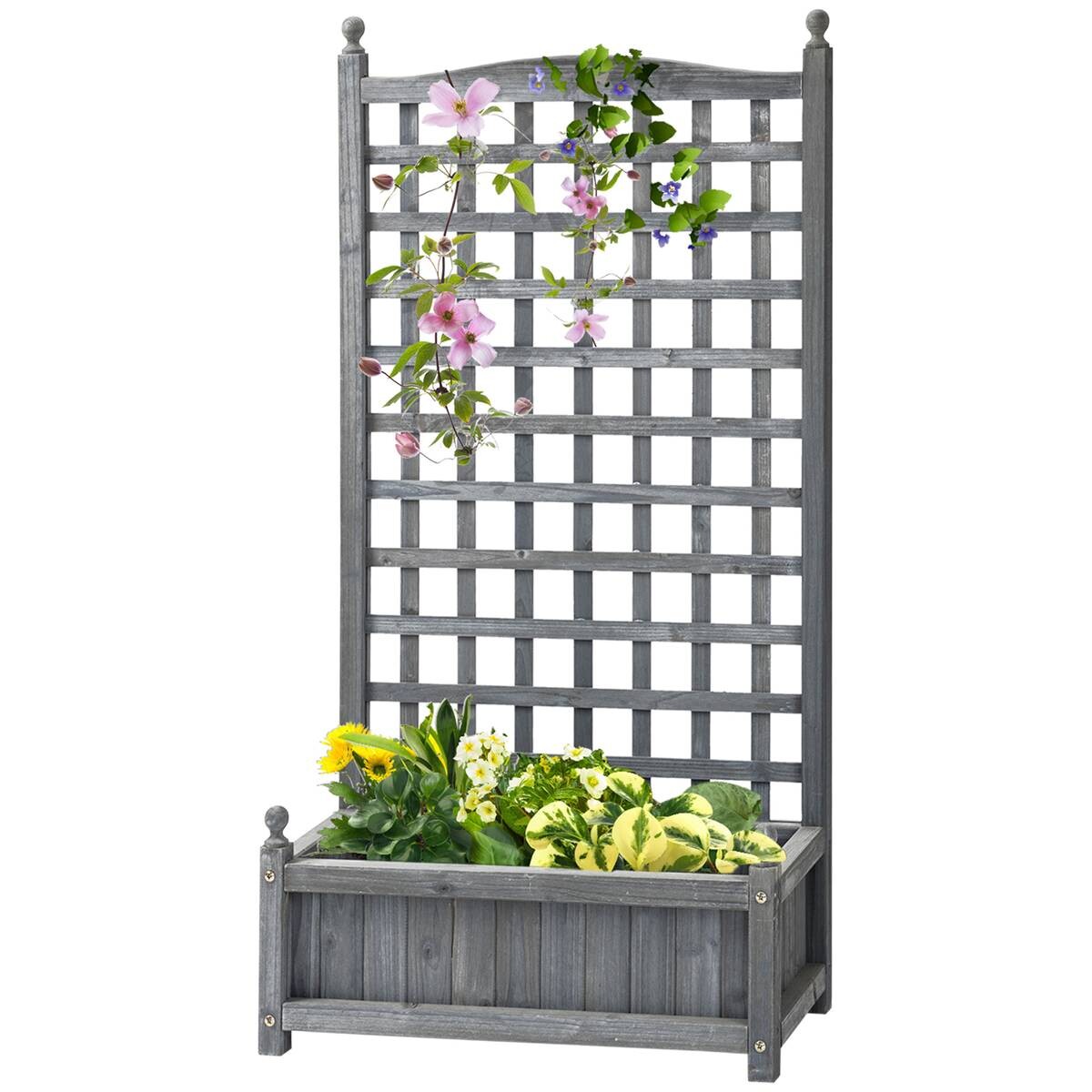 Outsunny Rankkasten im Spalierrahmen-Design hellgrau B/H/L: ca. 28x120x64 cm