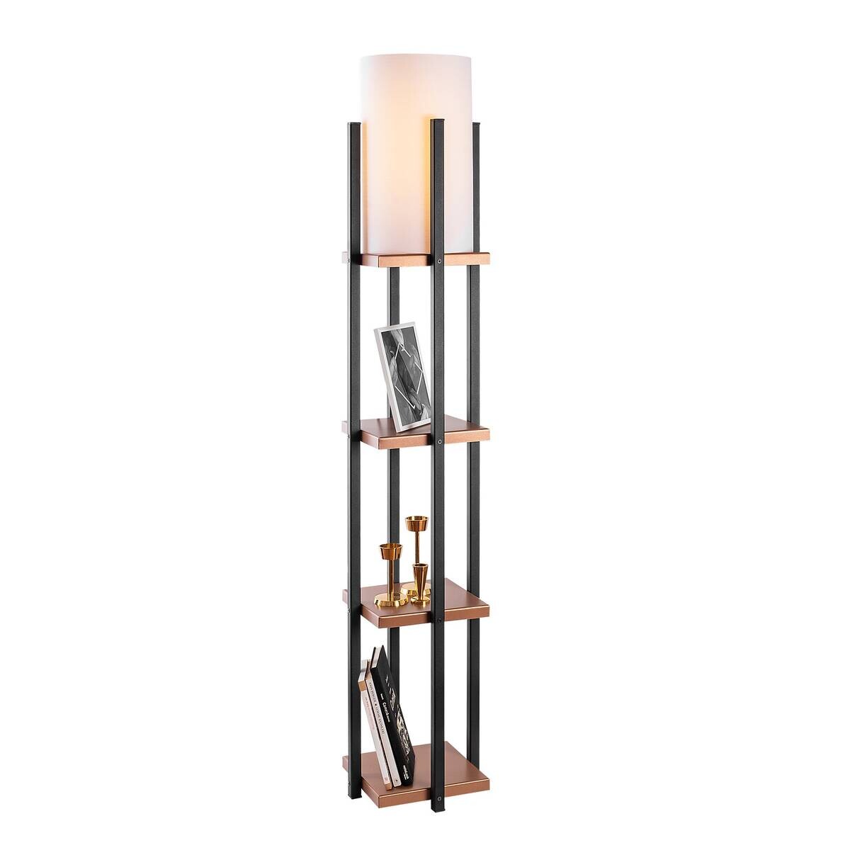 Opviq Stehlampe Kupfer schwarz Metall B/H/T/L/D: ca. 25x130x25x25x25 cm E27 1 Brennstellen