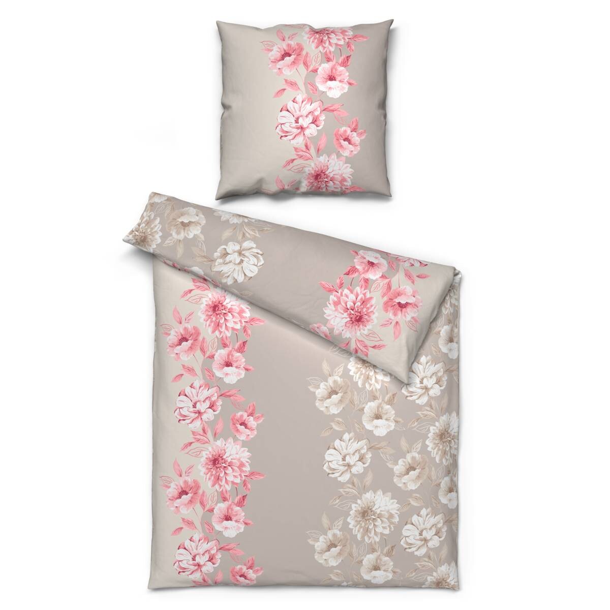 Baumwoll Bettwäsche Cotton touch rosa beige 48% Polyester, 52% Baumwolle B/L: ca. 135x200 cm