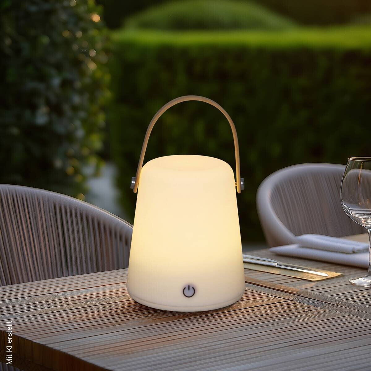 POCOline LED-Tischleuchte Isla weiß Kunststoff Bambus H/D: ca. 13,5x12 cm