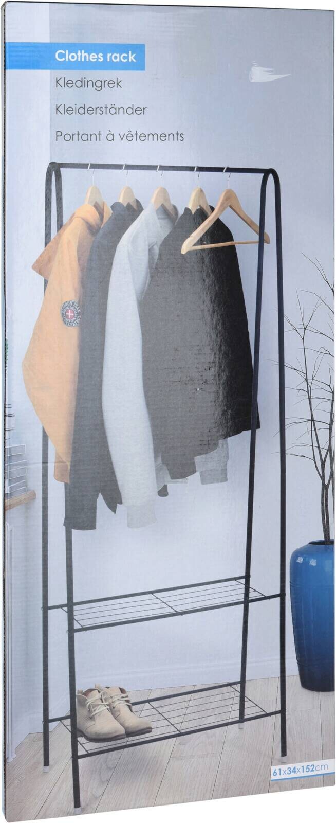 Kleiderständer schwarz Metall B/H/T: ca. 61x152x34 cm