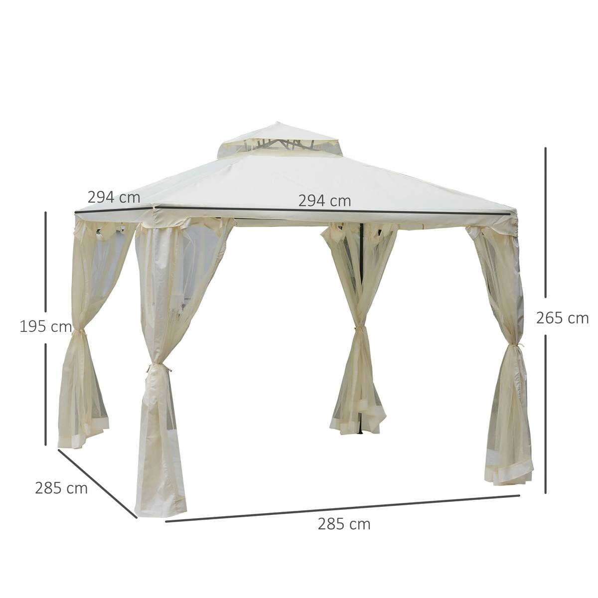 Outsunny Pavillon creme Polyester B/H/L: ca. 294x265x294 cm