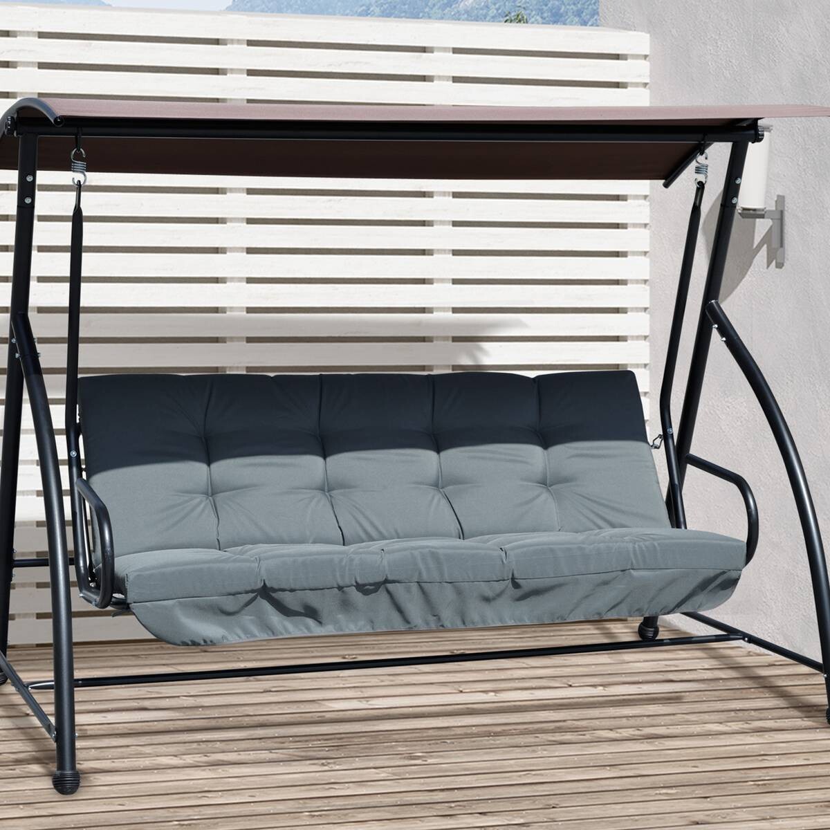 Outsunny Sitzkissen dunkelgrau Schaumstoff B/H/L: ca. 100x8x170 cm