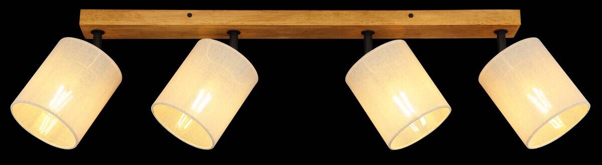 GLOBO Spot JULE braun Leinen Holz B/H/T: ca. 13x24x79,5 cm E27 4 Brennstellen