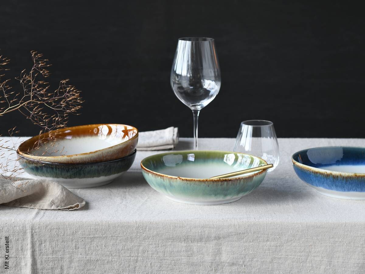 CreaTable Müslischalenset Cascade Bowls Mix Poke bunt Steinzeug