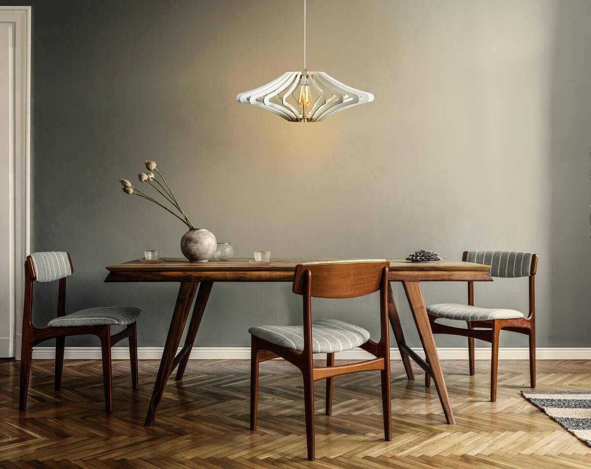 Opviq Pendelleuchte weiß MDF B/H/T/L/D: ca. 47x55x47x47x47 cm E27 1 Brennstellen