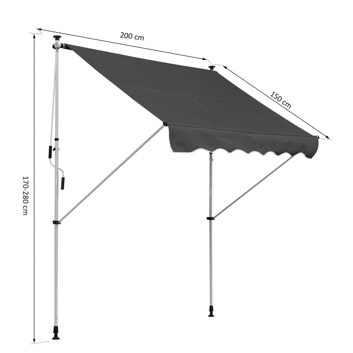 Outsunny Klemm-Markise grau B/L: ca. 200x150 cm
