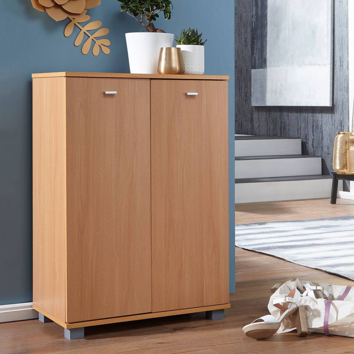 Schuhschrank buche Nachbildung silber B/H/T: ca. 60x90x35 cm