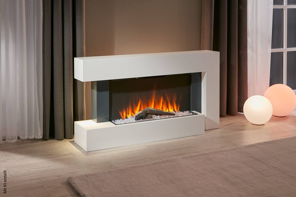 BHP Elektrischer-Kamin BG00678 weiß MDF Metall B/H/T: ca. 120x64x27 cm