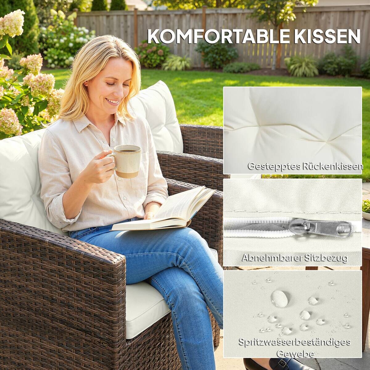 Outsunny Balkonmöbel-Set braun Polyester B/H/L: ca. 62x75x65 cm