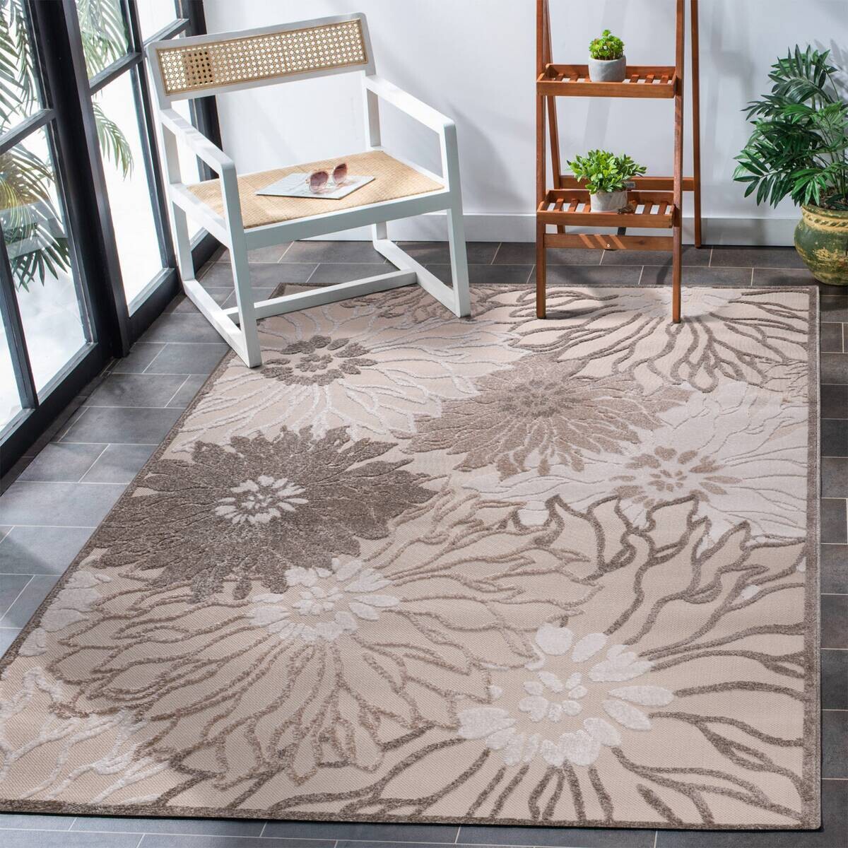 Sanat Outdoorteppich FLORAL creme B/L: ca. 140x200 cm