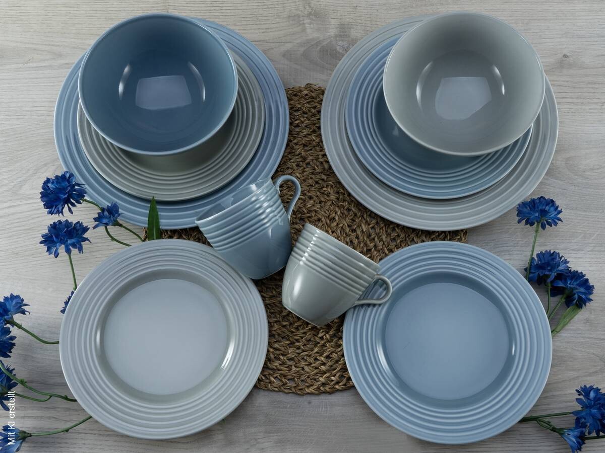 CreaTable Kombiservice Stripes stein Porzellan 16 tlg.