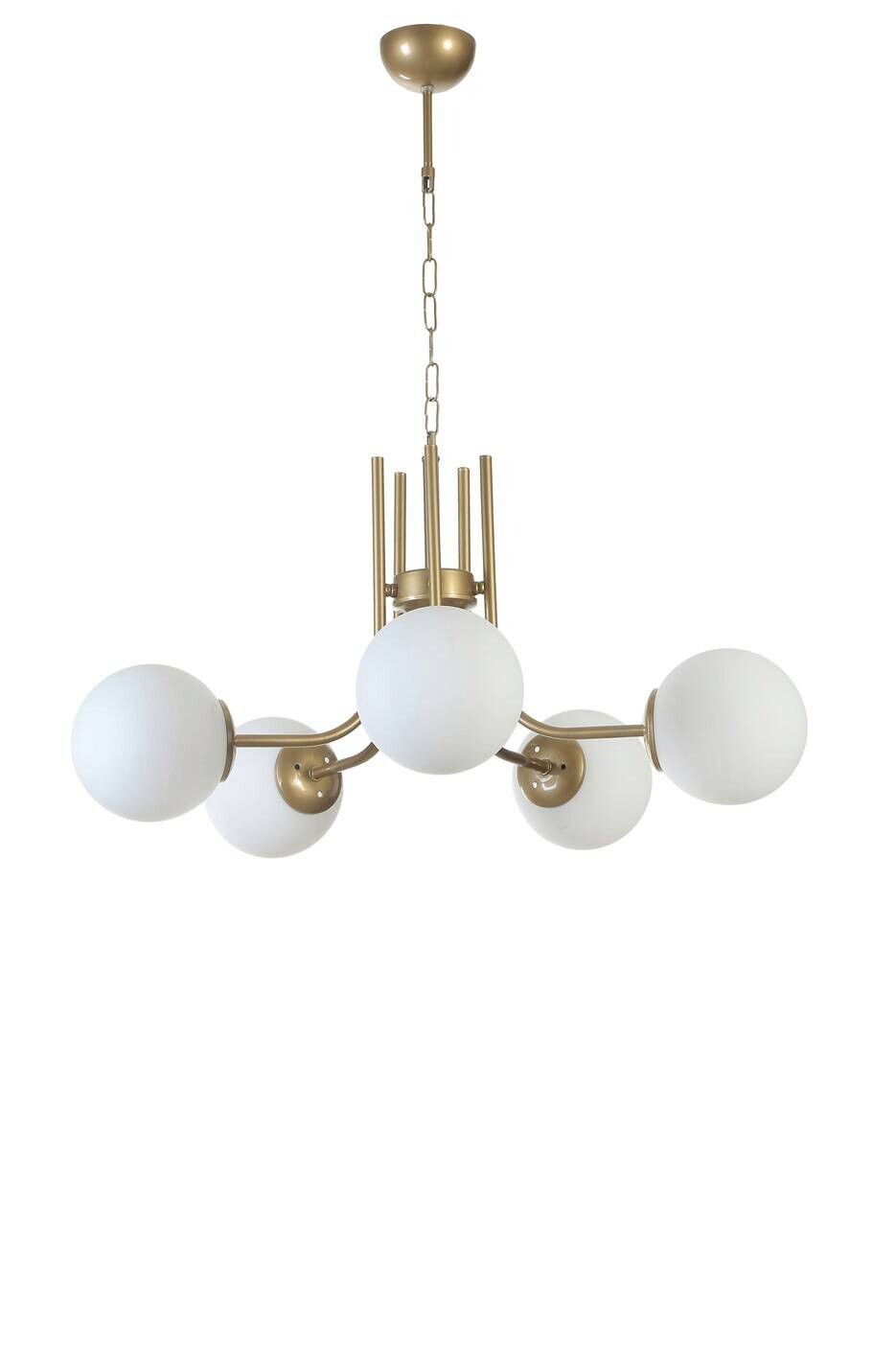 Pendelleuchte weiß gold Glas Metall B/H/L/D: ca. 65x70x65x65 cm E27 1 Brennstellen