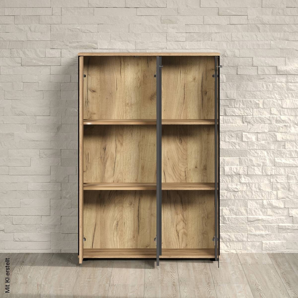 Vitrine Esteban anthrazit Eiche Evoke Coast Nachbildung B/H/T: ca. 90x132x34 cm