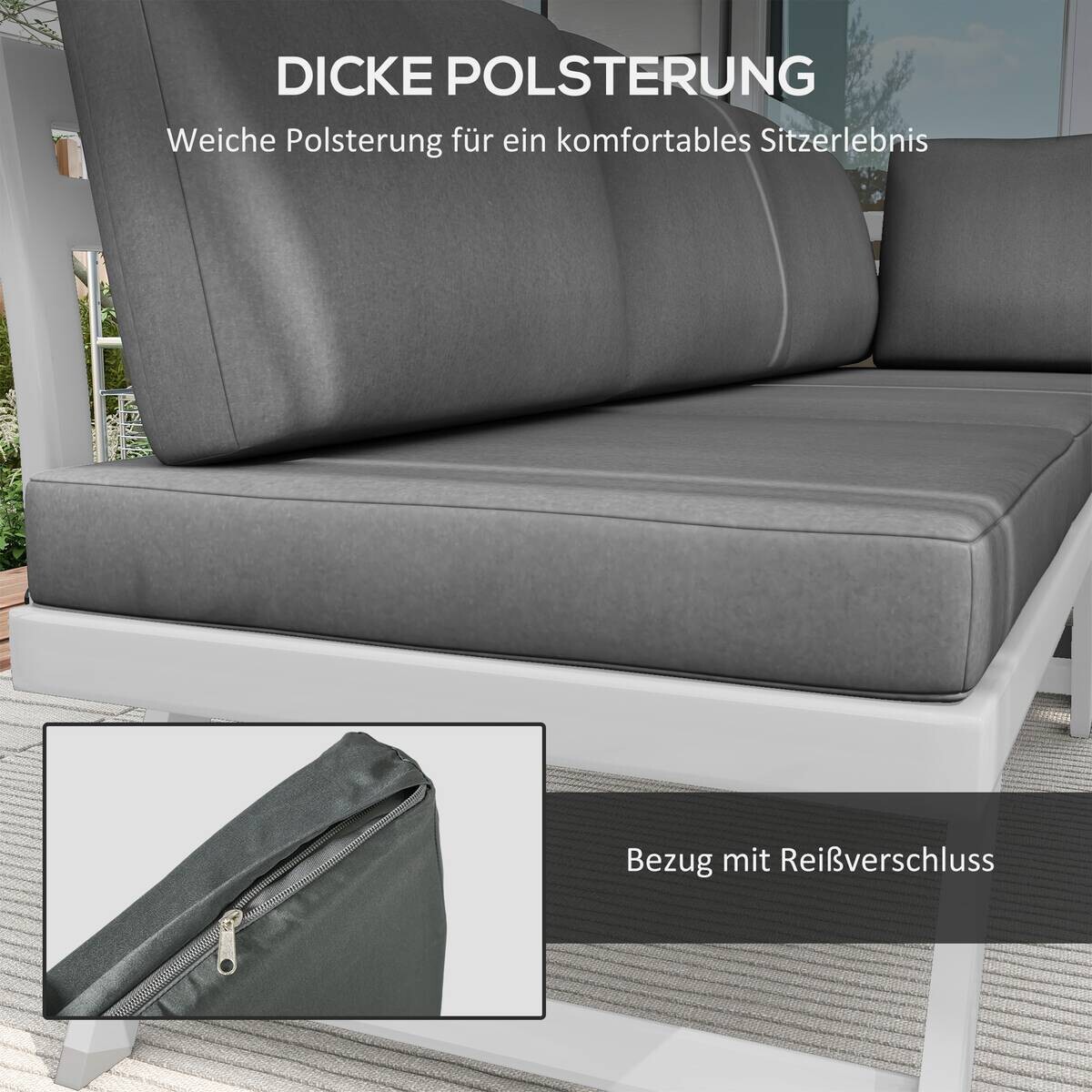 Outsunny Sitzgruppe grau Edelstahl B/H/L: ca. 61x115x65 cm