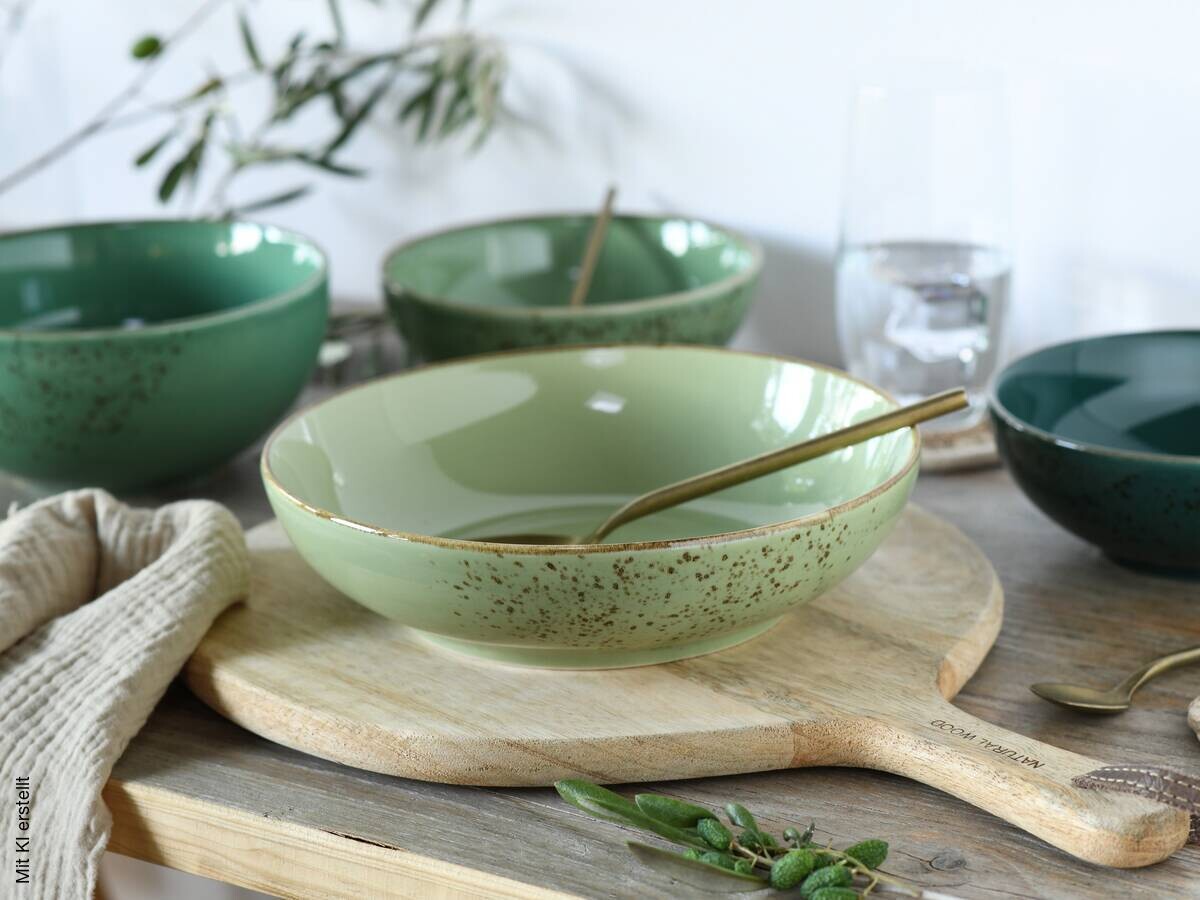 CreaTable Schüsselset Nature Collection grün Steinzeug